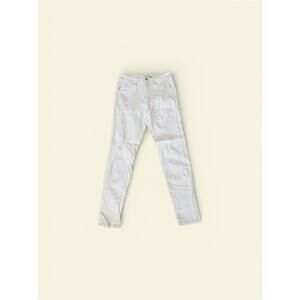 YMI Distressed Mid Rise Skinny Women’s Juniors 9 Stretch White Denim Jeans USA